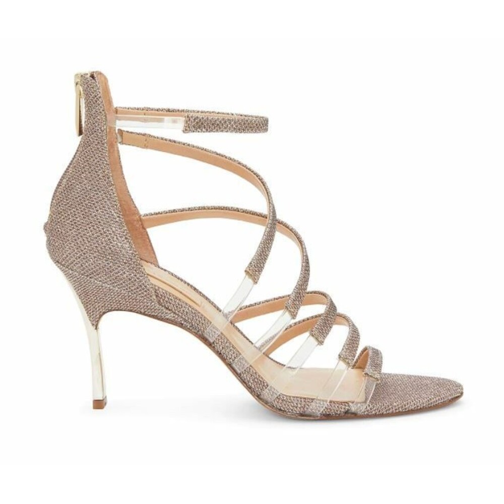 Imagine Vince Camuto Heels Womens 10 M Gold Metallic Roselle Clear Strap Sandals